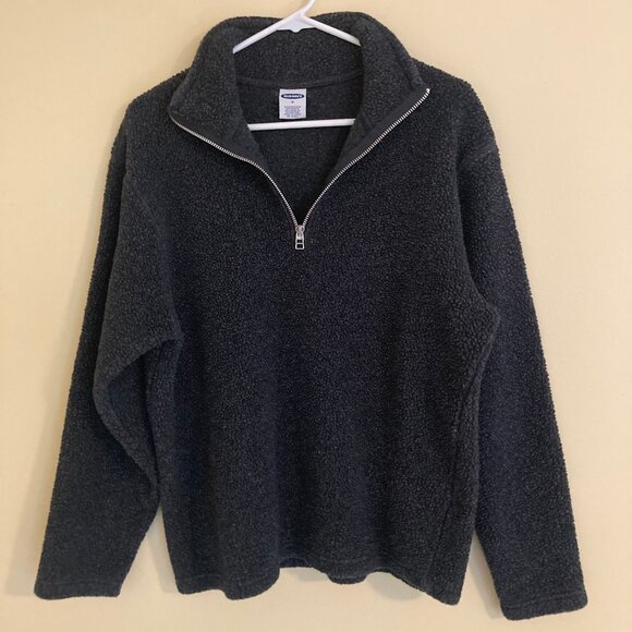 Old Navy, Faux Sherpa, Half Zip Pullover, Charcoal Grey, Size Small - Picture 2 of 7